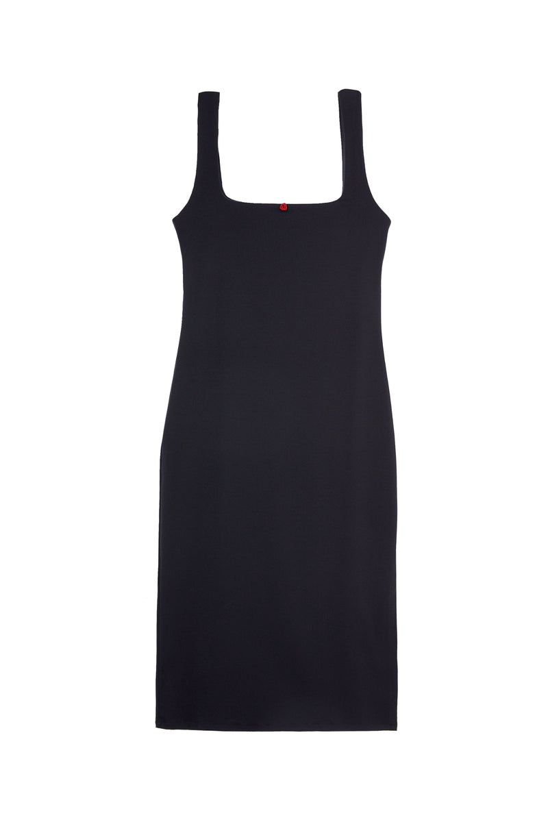 TAMAZA black floral print midi dress, flat packshot by Rouje