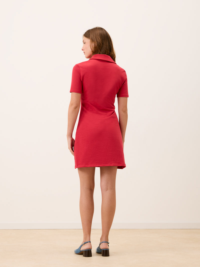 TONY red polo dress, back view by Rouje