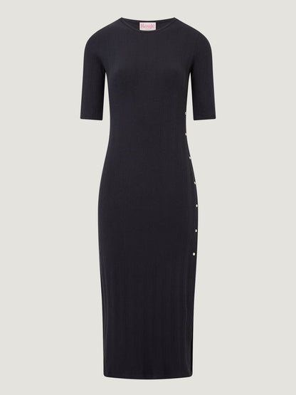 VIVIANE storm long pointelle knit dress, flat packshot by Rouje