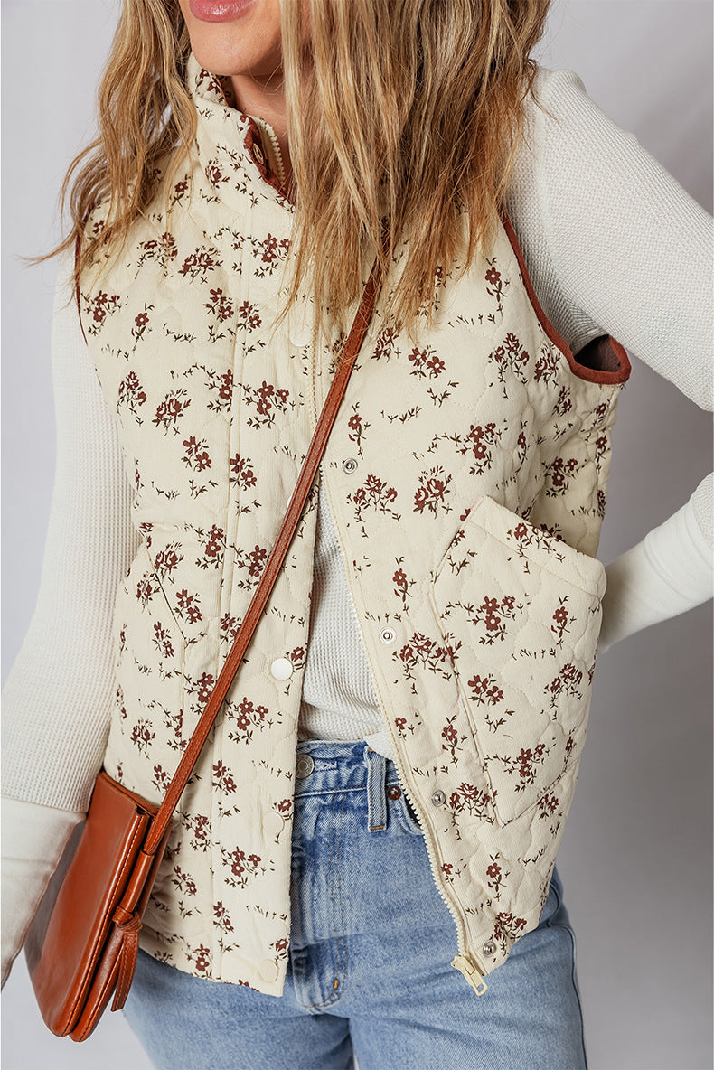 Romantic Floral Color Block Vest