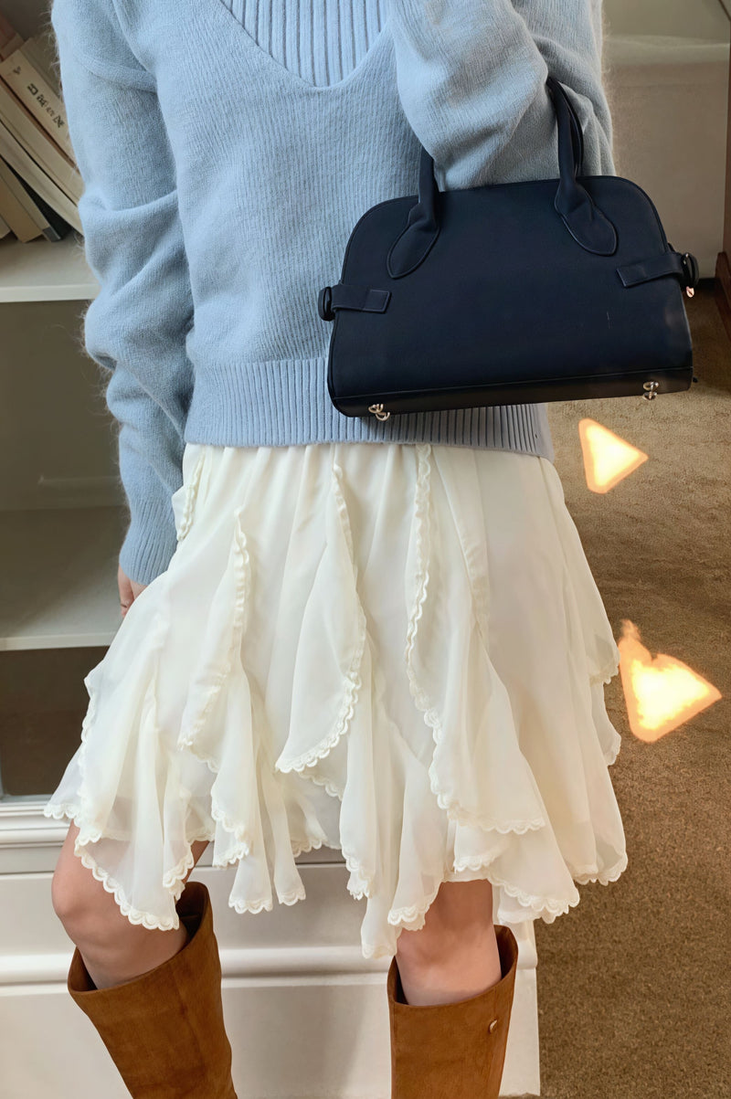 Romantic Ruffled Asymmetrical Chiffon Mini Skirt