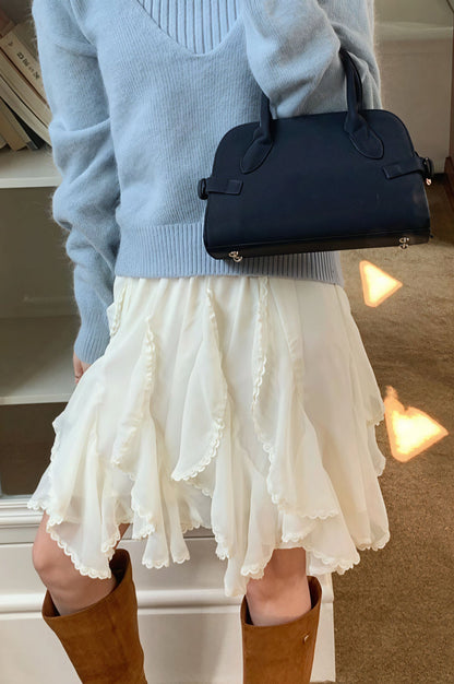 Romantic Ruffled Asymmetrical Chiffon Mini Skirt