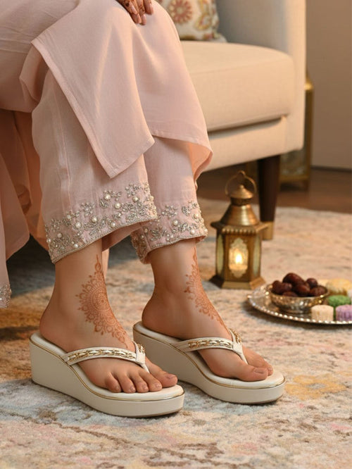 Rosalie Cream Wedge Heels