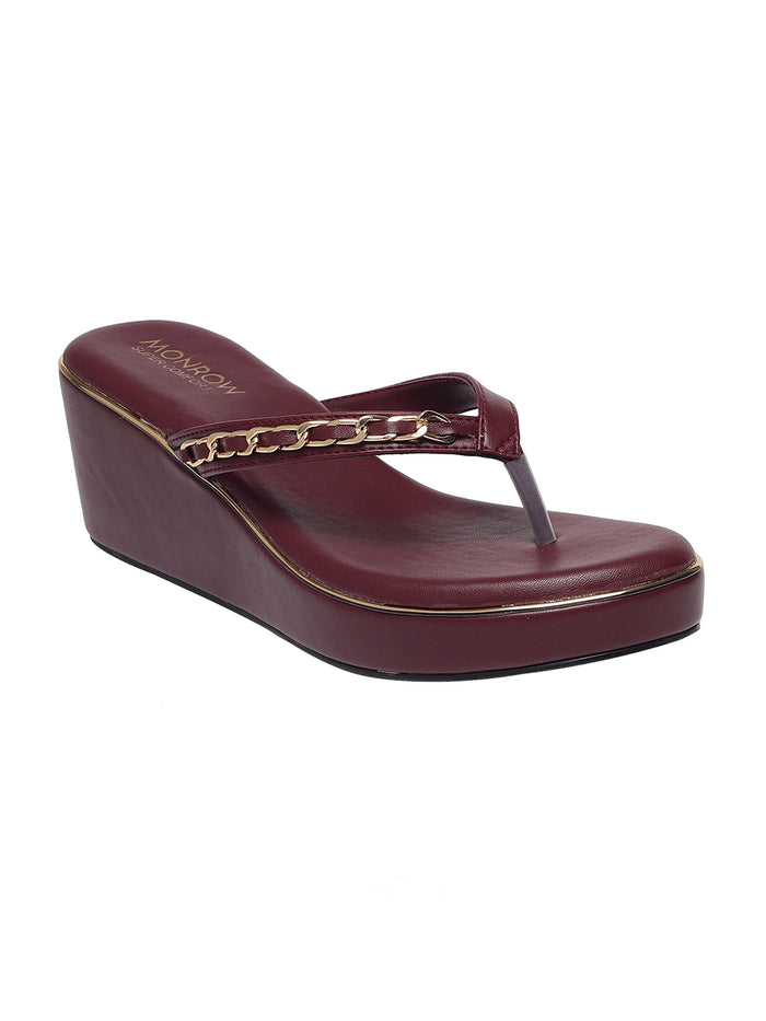 Rosalie Maroon Wedge Heels