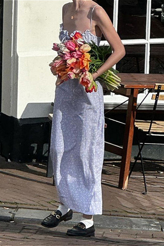Ruffle Spaghetti Strap Maxi Floral Dress