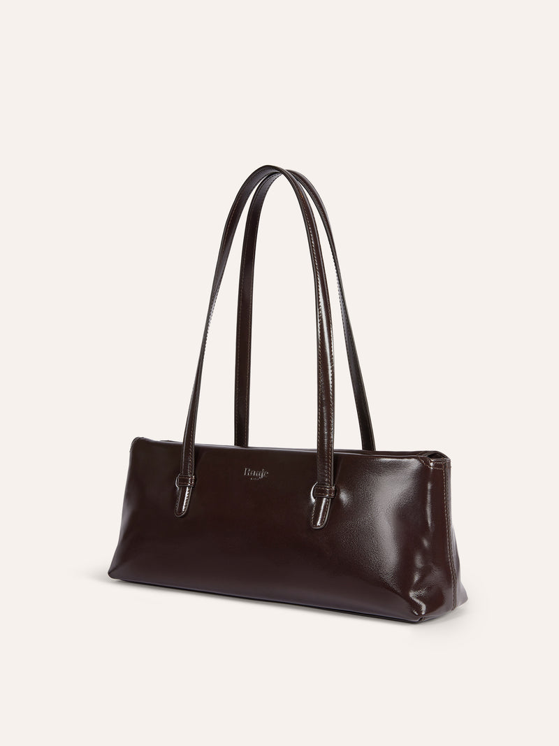 90's BAG coffee glazed leather bag, back view by Rouje
