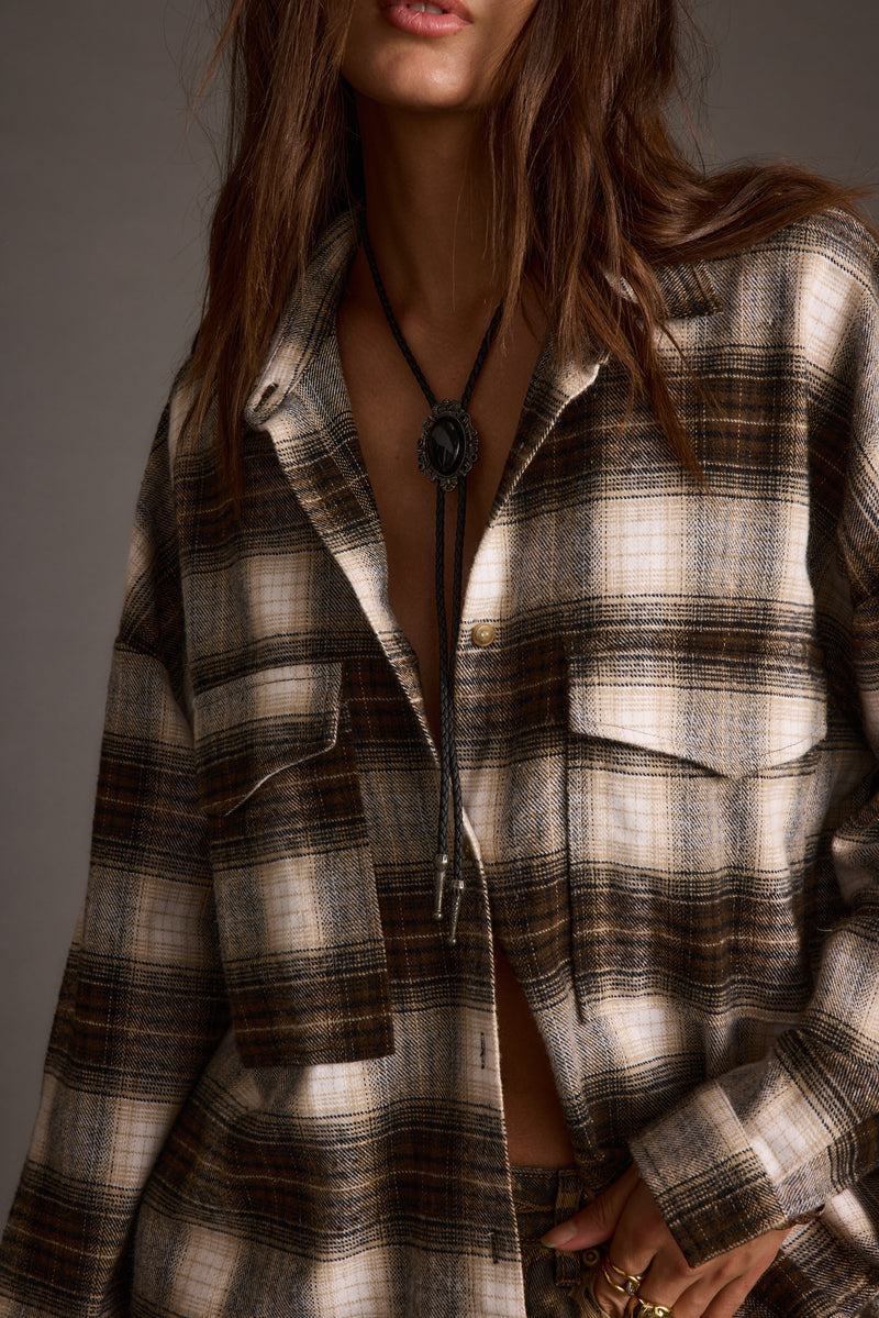Detail shot of the Salem Black Stone Bolo highlighting the design elements.