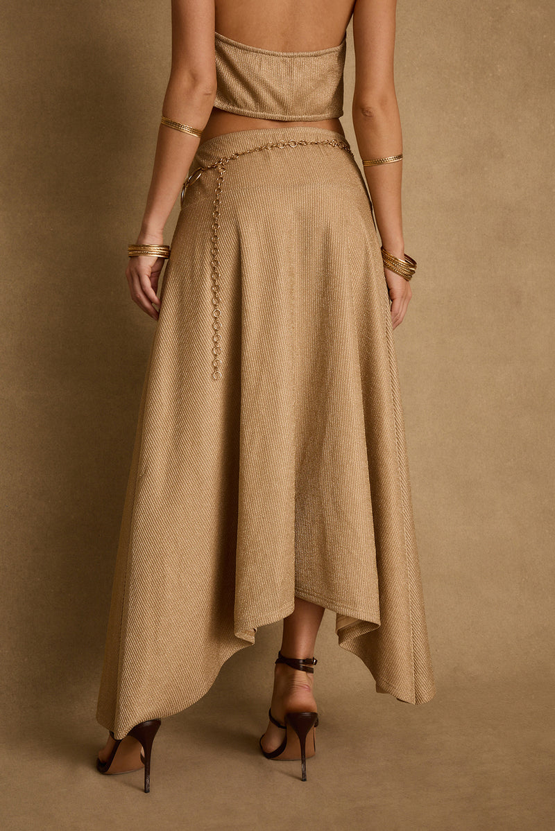 Sandbar Gold Lurex Maxi Skirt