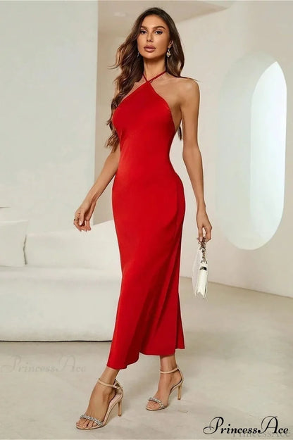 Satin Spaghetti Strap Sexy Party Dress