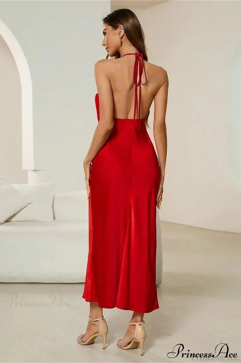 Satin Spaghetti Strap Sexy Party Dress