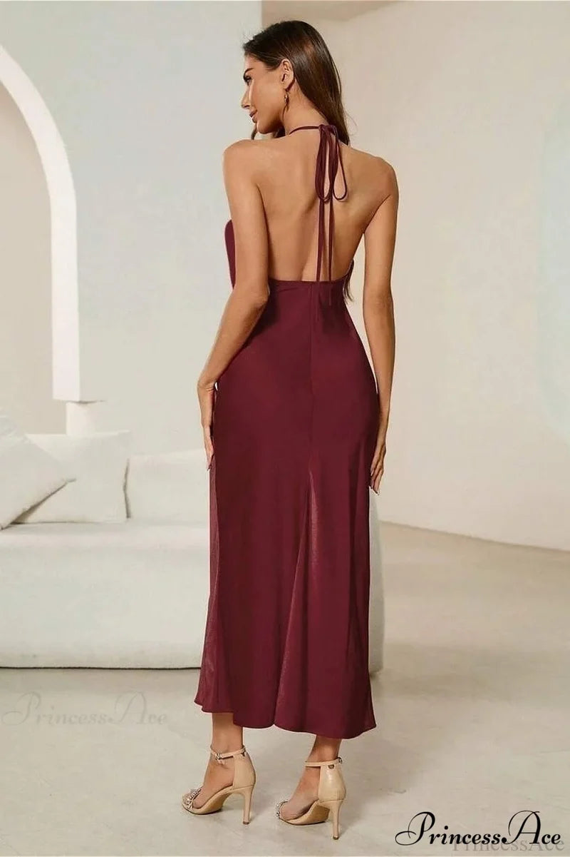 Satin Spaghetti Strap Sexy Party Dress