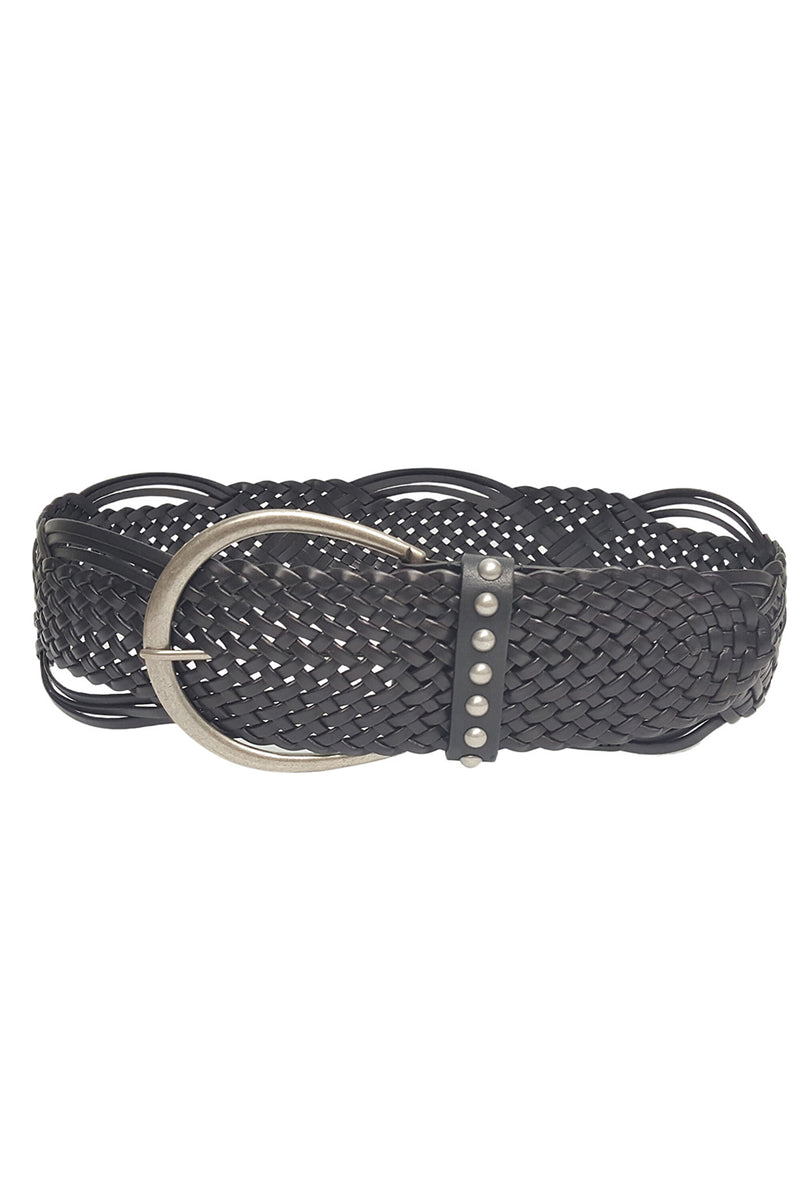 Alternate view of the black belt showing the design and craftsmanship.