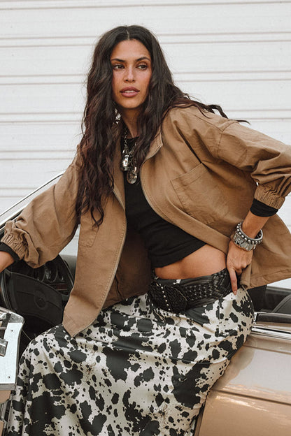 Scout Black Braided Belt styled in a complete look from an alternate angle.