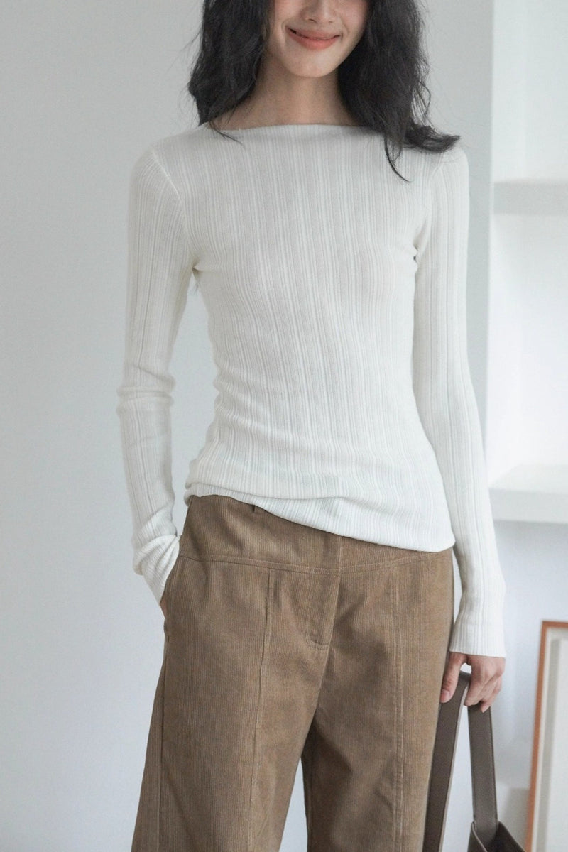 Semi-Sheer Unique Fitted Knit Top