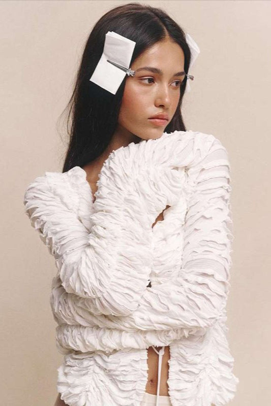 Sexy Cutout Tie-Waist Solid Long-Sleeve Cardigan