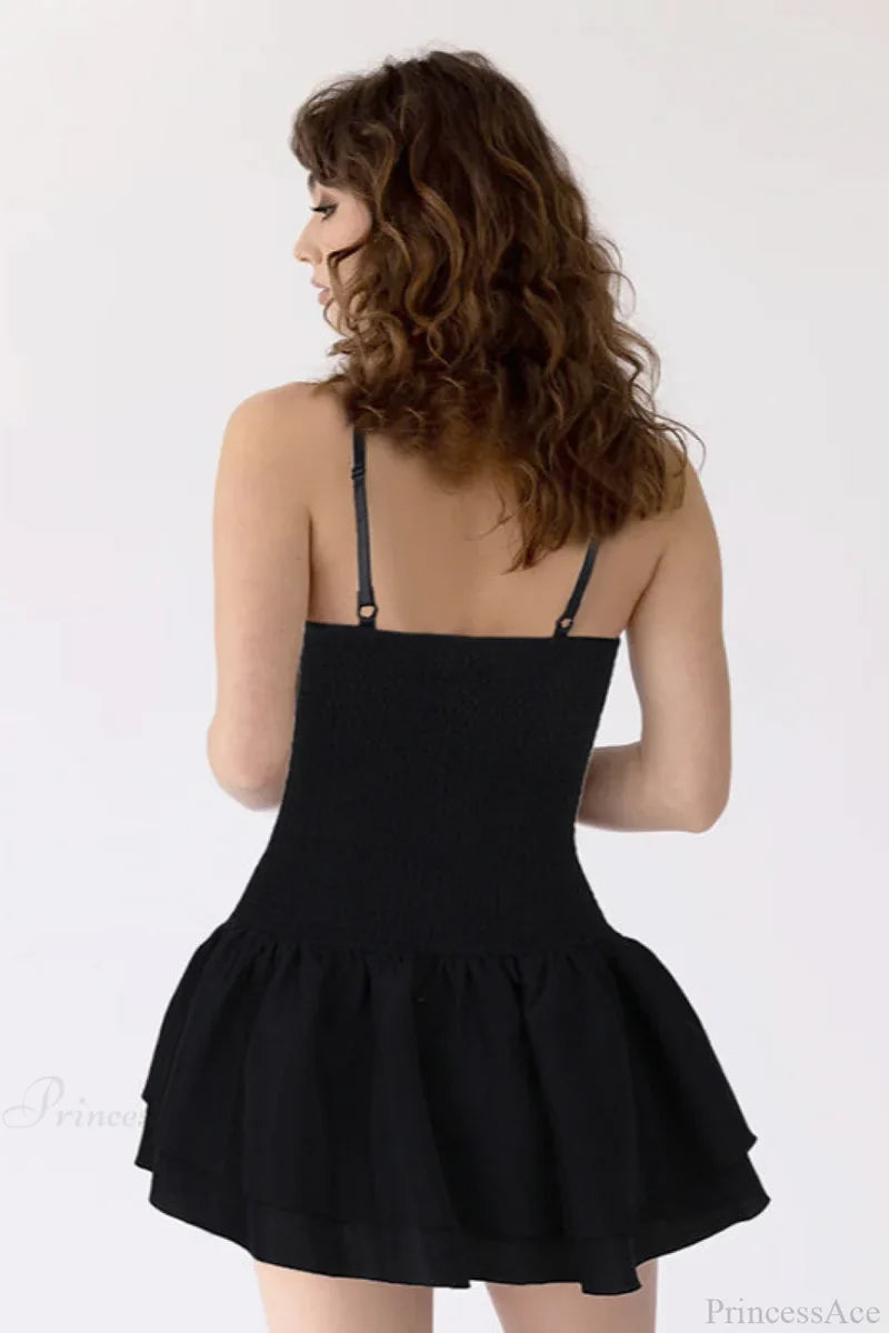 Sexy Embroidered Spaghetti Strap A Line Fitted Mini Dress