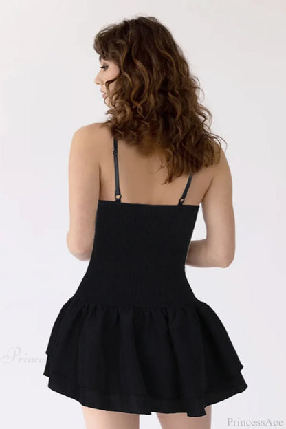 Sexy Embroidered Spaghetti Strap A Line Fitted Mini Dress