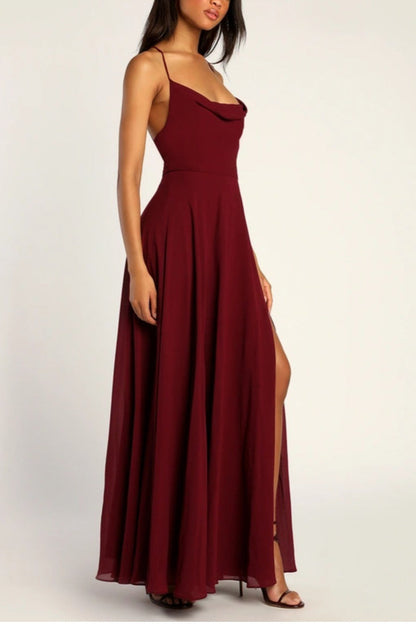 Sexy Halter Backless Maxi Formal Dress