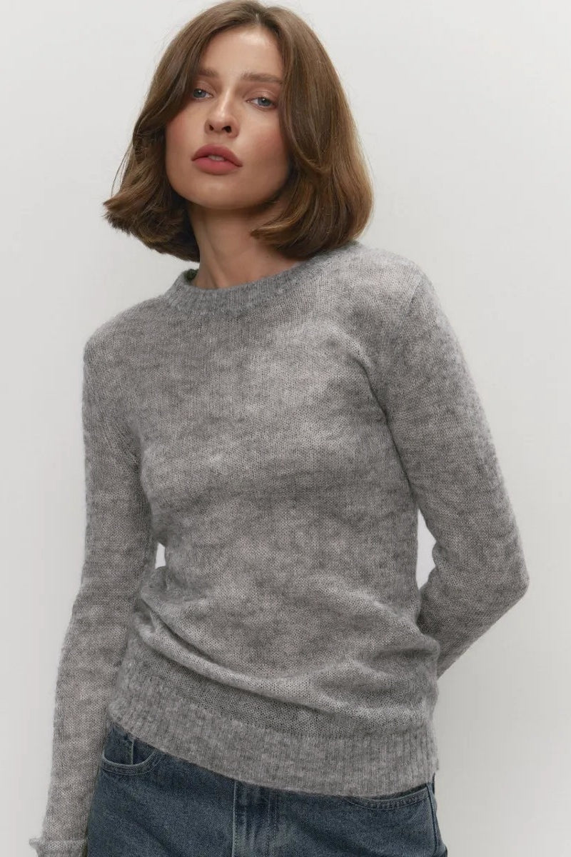 Sheer Blend Round Neck Knit Top