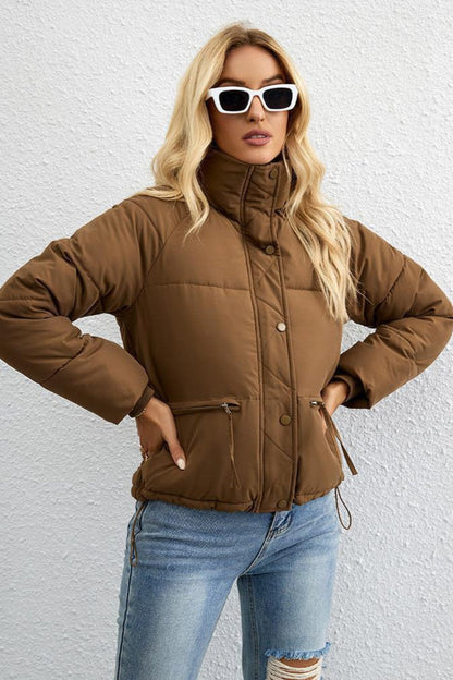 Short Stand Collar Puffer Coat coats