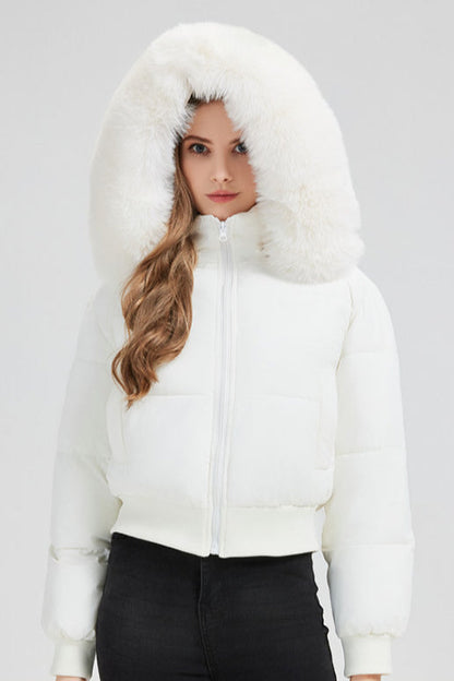 Short Waist Slim Puffer Coat White / S coats