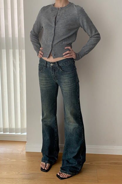 Slim-Fit Round-Neck Knit Cardigan