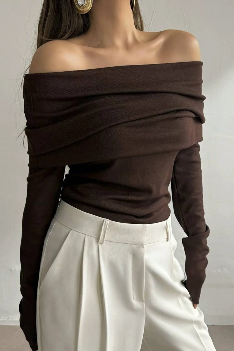 Slim Fit Slit Neck Long Sleeve Knit Top