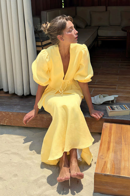 Solid Casual V-Neck Ruffle Short Sleeve Skirt Set