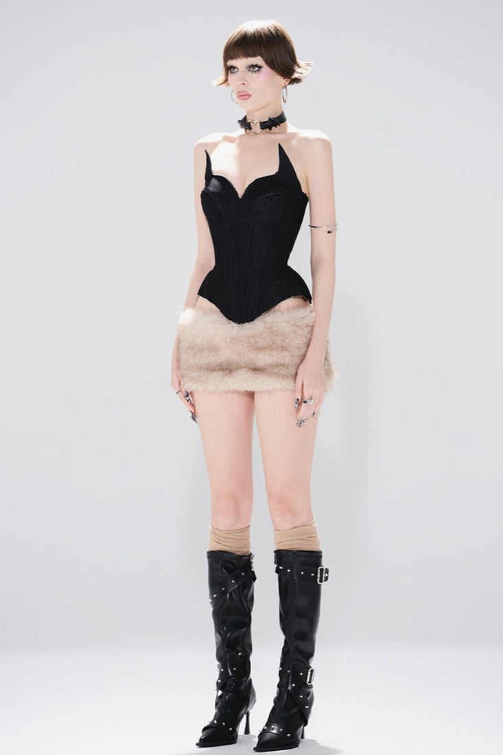 Solid Color Backless Tube Fleece Two Piece Set