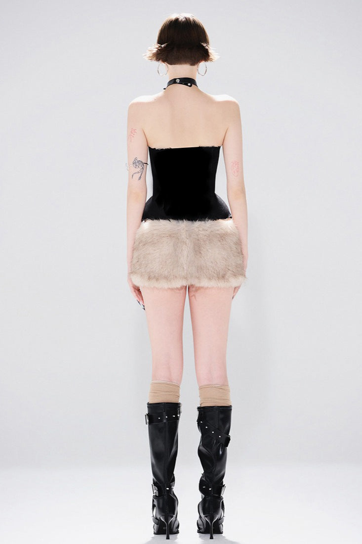 Solid Color Backless Tube Fleece Two Piece Set