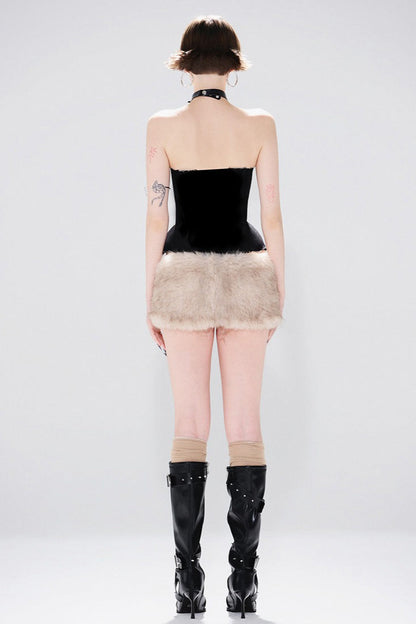 Solid Color Backless Tube Fleece Two Piece Set