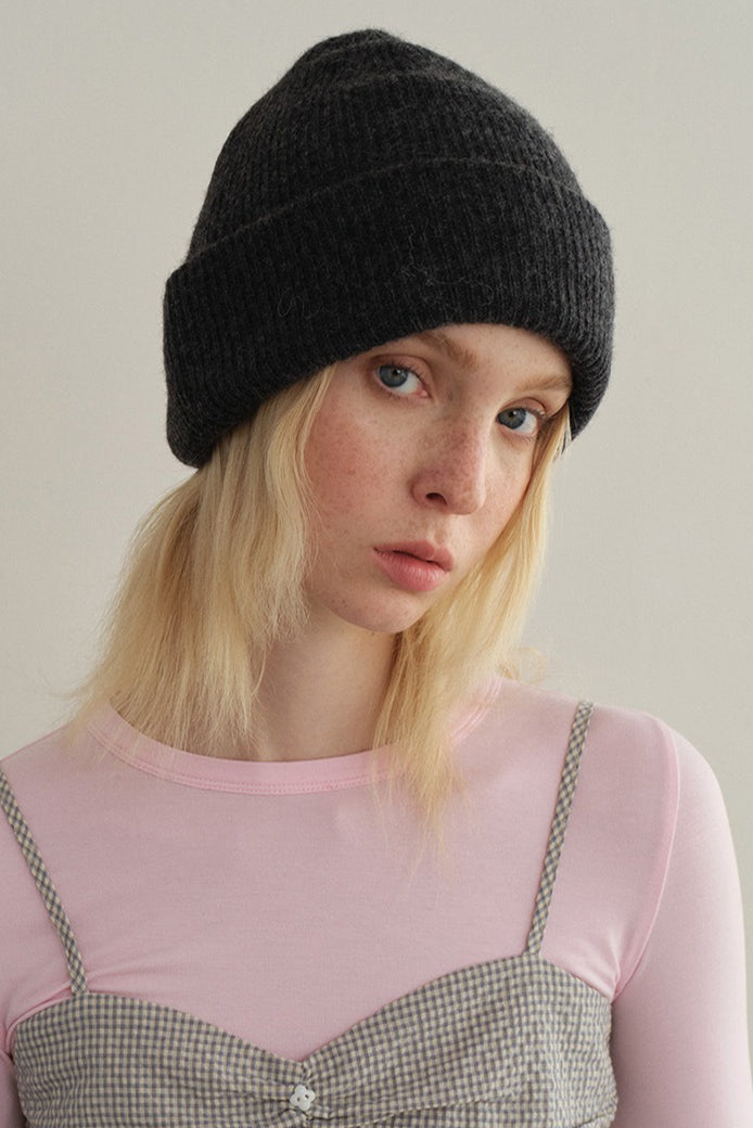 Solid Color Double Layer Soft Wool Knitted Hat