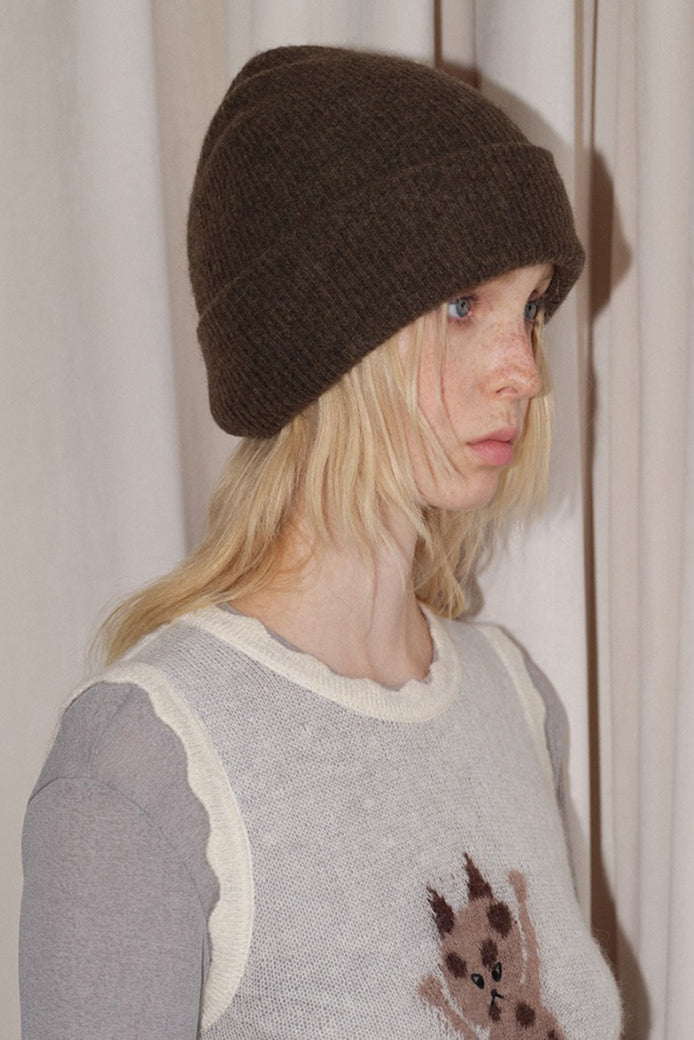 Solid Color Double Layer Soft Wool Knitted Hat