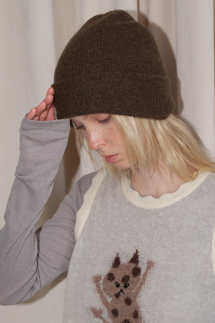Solid Color Double Layer Soft Wool Knitted Hat