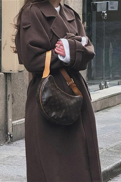 Solid Color Longline Elegant Long Sleeve Overcoat