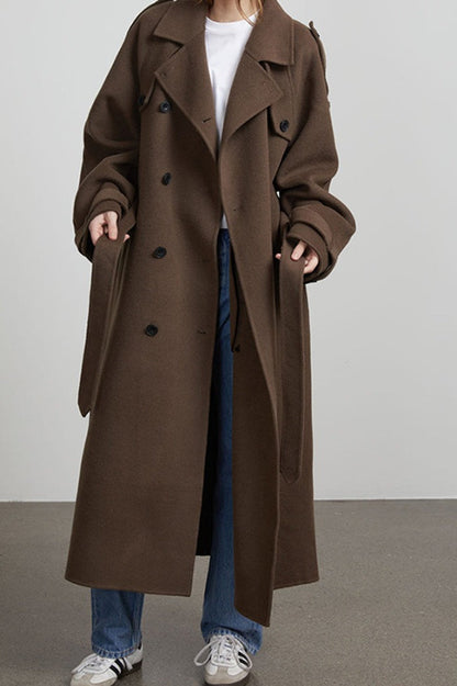 Solid Color Longline Elegant Long Sleeve Overcoat