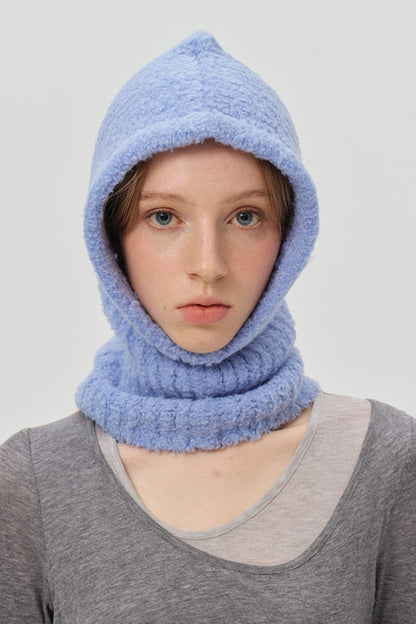 Solid Color Wool Blend Balaclava One-Piece Warm Knitted Hat