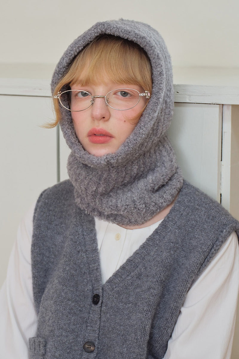 Solid Color Wool Blend Balaclava One-Piece Warm Knitted Hat