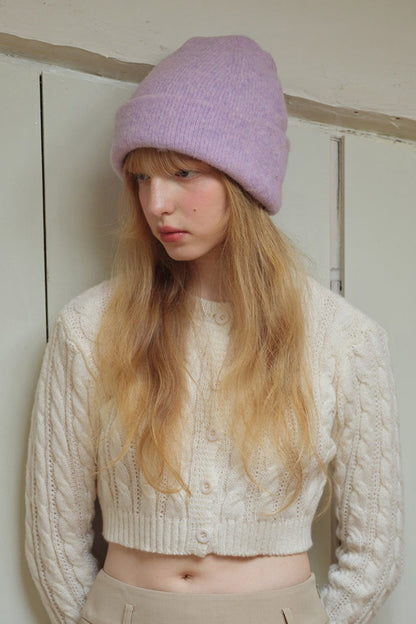 Solid Color Wool Blend Double Layer Seamless Thick Knitted Hat