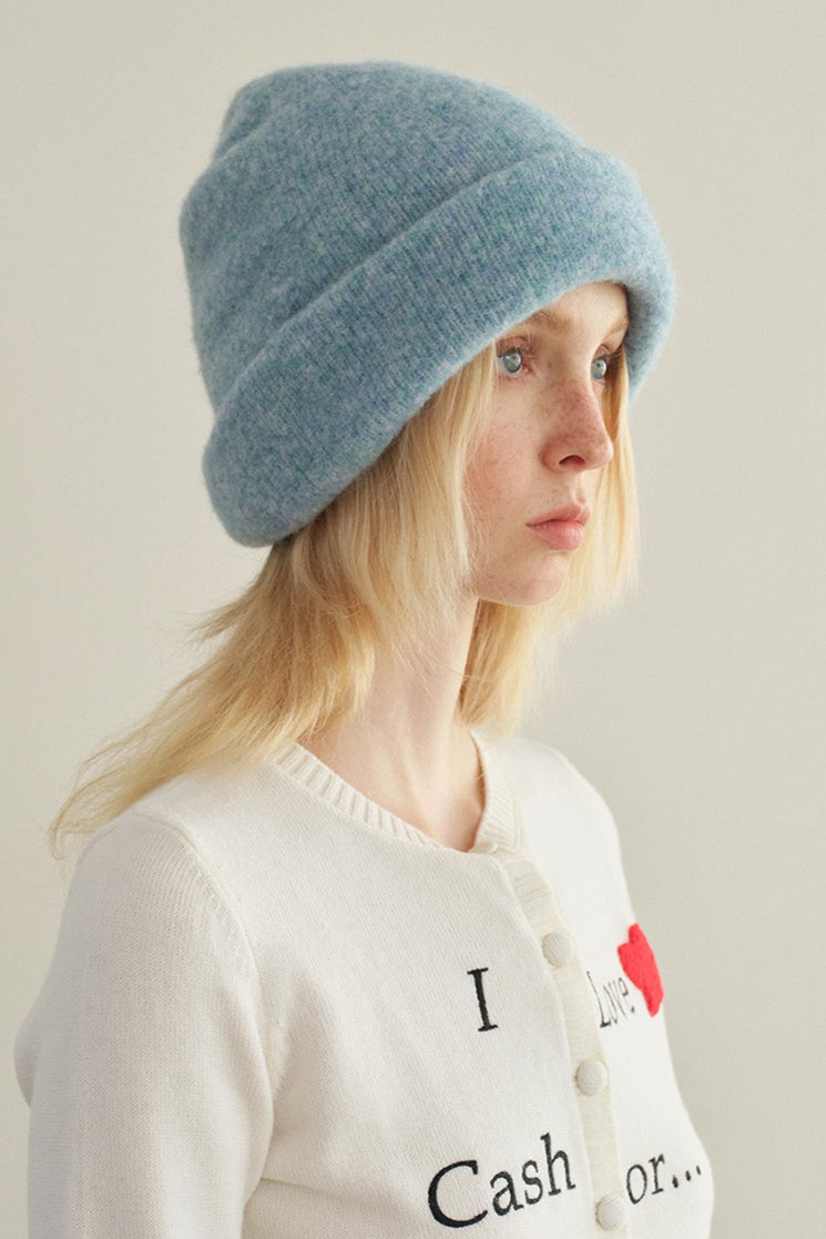 Solid Color Wool Blend Double Layer Seamless Thick Knitted Hat