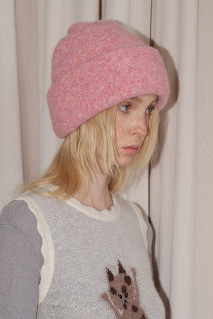 Solid Color Wool Blend Double Layer Seamless Thick Knitted Hat