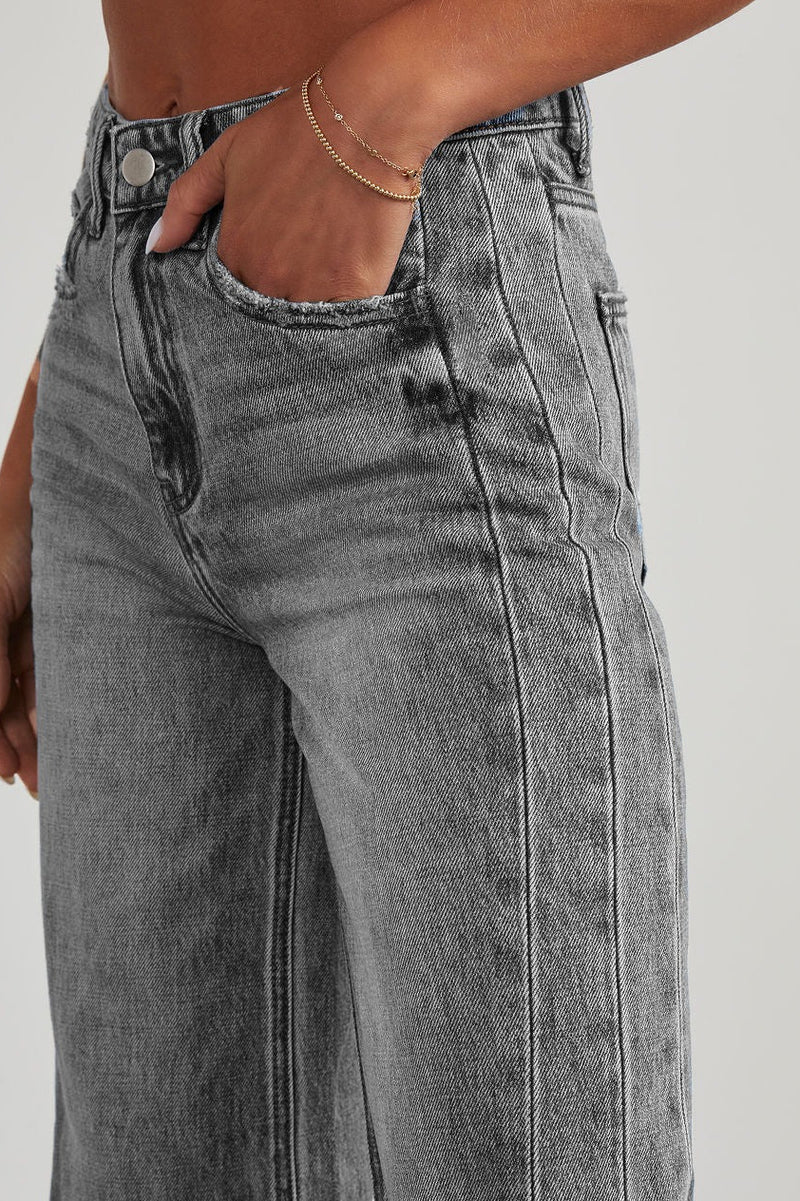 Solid Minimalist Washed Wide Leg Jeans