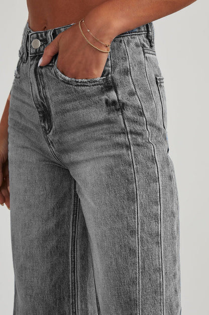 Solid Minimalist Washed Wide Leg Jeans