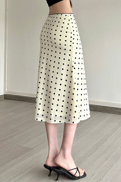 Solid Polka Dot High Waist Bodycon Skirt