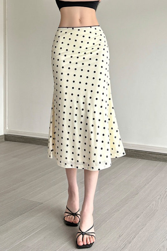 Solid Polka Dot High Waist Bodycon Skirt