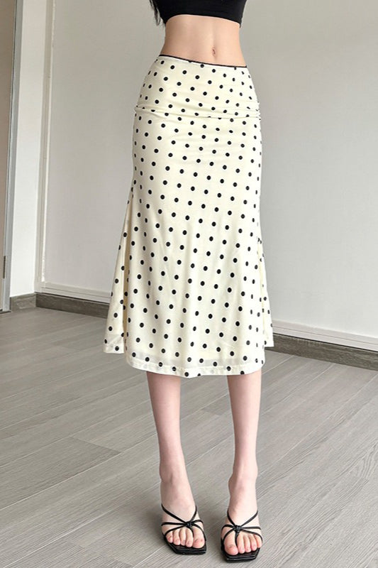 Solid Polka Dot High Waist Bodycon Skirt