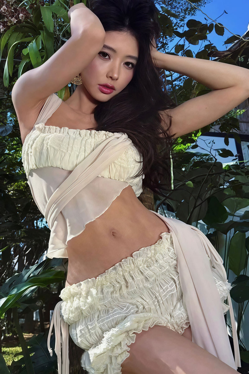 Solid Seersucker Slim Chic Cami Shorts Two Piece Set