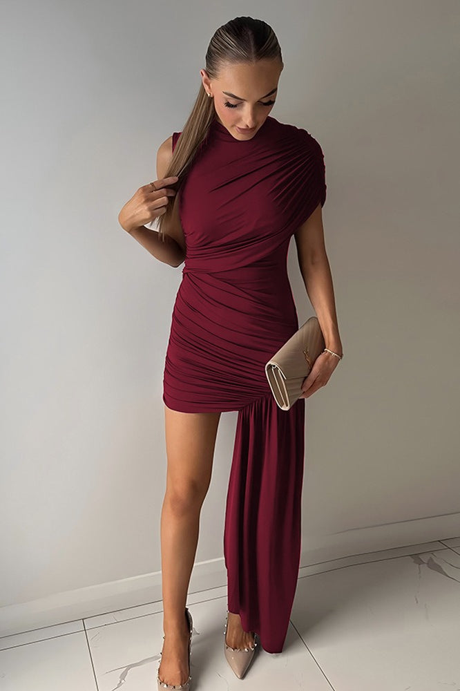 Solid Smocked Tie-Front Bodycon Mini Dress