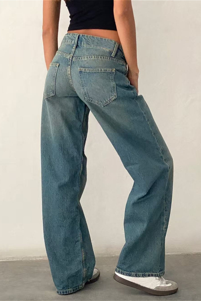 Solid Stretch Straight Leg Jeans