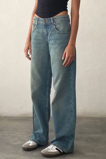 Solid Stretch Straight Leg Jeans